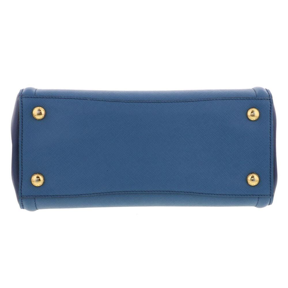 PRADA Saffiano Handbag Shoulder Bag Leather Blue - Picture 5 of 6
